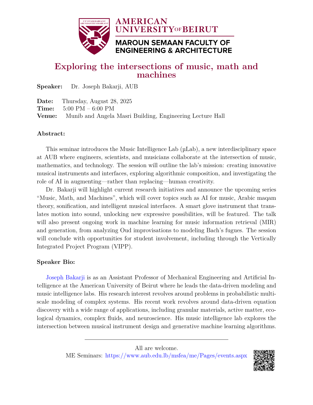 Flyer for Exploring the intersections of music, math and machines