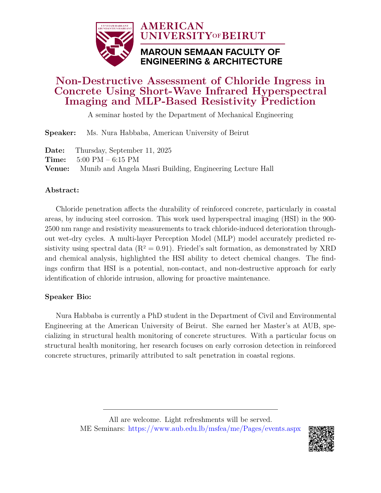 Flyer for Non-Destructive Assessment of Chloride Ingress in Concrete Using Short-Wave Infrared Hyperspectral Imaging and MLP-Based Resistivity Prediction