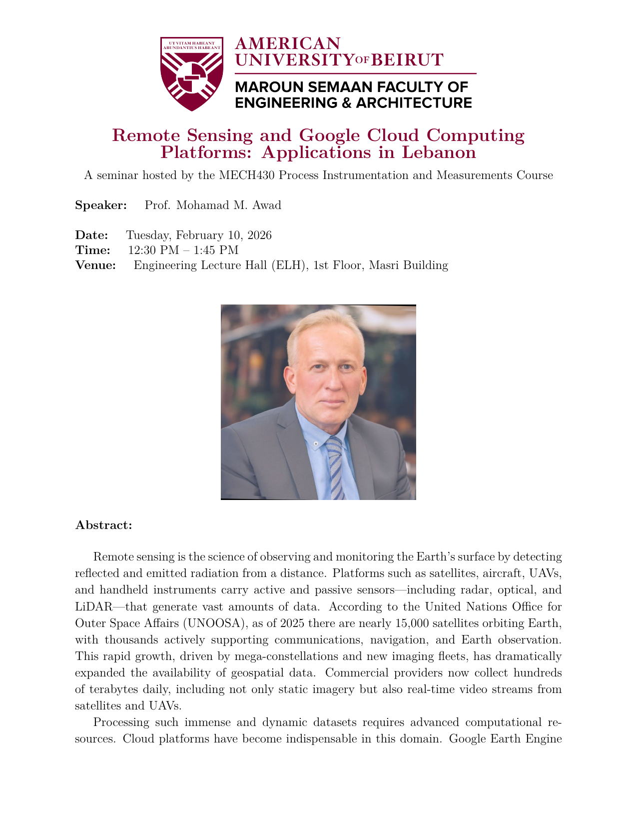 Flyer for Remote Sensing and Google Cloud Computing Platforms: Applications in Lebanon