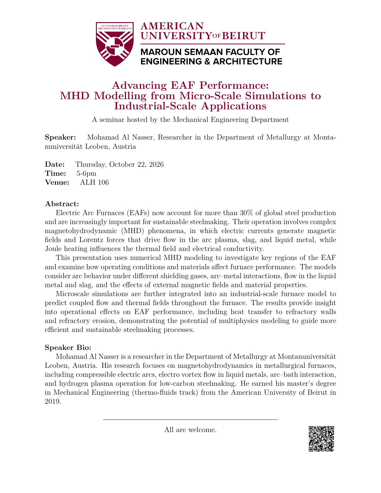 Flyer for Advancing EAF Performance: MHD Modelling from Micro-Scale Simulations to Industrial-Scale Applications
